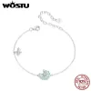 Halsband Wostu 925 Sterling Silver Emalj Daisy Armband Justerbart Bee Pendant Oshape Chain for Women Diy Jewelry Valentine's Gift