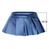Skirts Sexy Cosplay School Skrit Adjustable Shiny Glossy Faux Leather Pleated Skirt Low Waist Ruffled Micro Shorts Jupe Femme