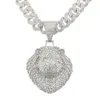 Collier Moissanite Cool plein diamant 3D tête de Lion pendentif chaîne cubaine Hip Hop cou chaîne serrure chaîne en os