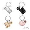 Nyckelringar Personlig kalender Key Ring Valentines Day Keychain rostfritt stål Parälskare Keychains smycken Keyring Sup Dhgarden Dhjsx