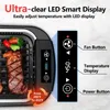 Grill sans fumée intérieur 1500W électrique avec affichage LED couvercle en verre trempé plaque amovible antiadhésive 240223