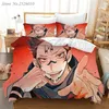 Sängkläder sätter Jujutsu Kaisen Japan Anime 3D Tryckt Set King Däcke Cover Pillow Case Comporter Bedclothes Bed Linens 04