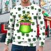 Men's Hoodies Olive Sweatshirt Mens St. Patrick's Day Printed Composite All Over Long Sleeved Crew Neck Men Sweatshirts Tunic Style