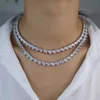 Iced out silver baguette cz tennis chain necklace for women high quality hip hop ice 5A cubic zirconia choker jewelry in stock310Z