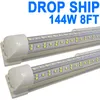 Luzes LED de loja de 8 pés, luz de tubo LED integrada em formato de V de 8 pés, 144 W 14400lm, tampa transparente, lâmpada de montagem em superfície conectável, substituição de luzes fluorescentes T8 crestech