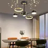 Chandeliers Nordic Modern LED Living Room Starry Sky Ceiling Lamp Dining Bedroom Projection Chandelier Villa Indoor Light