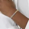 Bracelets de charme Deux tons Or Argent Couleur Zircone Cubique CZ Miami Cubain Lien Chaîne Bracelet 7MM Glacé Rock Mode Femmes Jewel310L