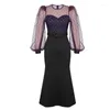 Casual Jurken Mode Formele Gelegenheid Zeemeermin Lange Vrouwen Kleding Dames Mujer Elegant Sheer Sexy O-hals Wrap Hippe Jurk Gewaad vestidos