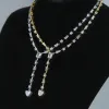 Colliers été vente chaude glacé Bling femmes bijoux géométrique cubique zircone CZ Sexy Y Lariat collier