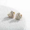 Stud JINAO 2021 Korean Fashion New Heart shaped Boucle Oreille Womens High Quality Personalized Iced AAA+CZ Earrings Womens Jewelry J240226