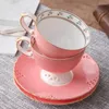 Koppar Saucers High End European Bone Porcelain Coffee Cup and Plate Exquisite Ceramic Tea English Hollowed Out Cutved Table Seary Set