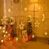 Star Moon LED Curtain Garland String Light Eid Mubarak Ramadan Decoration for Christmas Home Islam Muslim Event Party Decor 240220