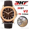 2021 3KF V2 5167R A324SC Automatik-Herrenuhr Roségold, braunes Textur-Zifferblatt, Edition, braunes Gummi, Puretime-Schweizer Uhrwerk PTPP 289i