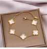 Moda designer de ouro feminino fiveflower pulseira titânio van aço 14k multicolorido cleef pulseiras arpels gift226c7329195