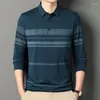 Men's Polos 2024 Autumn Pure Cotton Long Sleeve Polo Shirt Solid Color Business Printing Casual Turn-down Collar Bottom Tops