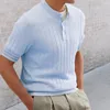 Polos masculinos de malha de malha sólida camisa pólo de verão