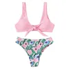 Mulheres de banho de duas peças impressão push-up acolchoado sutiã praia bikini conjunto maiô sexy brasileiro bahting beachwear