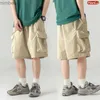 Erkek Şort 2023 Yaz Yeni Japon tarzı büyük boyutlu ince şort erkekler gevşek diz kargo şortu hip hop sokak kıyafeti erkek kısa pantolon 240226