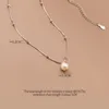 WANTME 925 Sterling Silver Fashion Simple Snake Bone Chain Natural Baroque Pearl Necklace for Women Elegant Clavicle Jewelry 240220