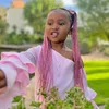 1-8 lat Zestaw odzieży dziecięcej różowe na ramię długi rękaw Top+plisowane spodnie jesienne ubranie dla dzieci i dziewcząt 240225