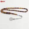 Strand Tasbih Brown Harts 33 Bönpärlor Misbaha Arabiska modetillbehör Islamiska Ramadan Eid Gift Turkiet armband