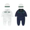 Rompers 100％綿幼児Rompers Addhat 2pc Bayboys Girls Designer Romper Long Legseve短い刺繍レタージャンプスーツドロップDH0HG