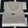 Miumius Designer Knitwear Luxury Fashion For Women's Women's Knits Tees French Letter randig stickad Vest för Womens Spring/Summer Slim