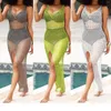 Maillots de bain pour femmes Sheer Sexy Ups Cover Beach Robes Bikini Crochet Maxi Maillot de bain Manteau Taille Femme