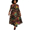 Этническая одежда, африканское платье трапециевидной формы, женское платье с длинным рукавом и высокой талией, Дашики, Африка, 2024, модные элегантные вечерние платья