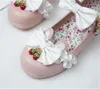 Dress Shoes PXELENA Lovely Women Wedding Lolita White Pink Large Size 34-48 Bow Knot Ruffles Strawberry Cosplay JK LO Mary Janes