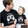 Familjsmatchande kläder spelare 1 2 t shirt fader son se dotter pappa toppar kort ärm t -shirt för pappa baby kläder 230518 drop dhjfn
