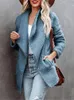 Women's Fur Winter Sherpa Fleece Coat Vintage Faux Jacka Lapel Asymmetrical Chic Zipper Cardigan Women Fluffy Teddy Tops