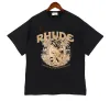 T-shirts pour garçons Top Craftsmanship Rhude Hommes Femmes T-shirts T-shirts de créateurs de mode d'été Street Casual Manches courtes Style de plage T-shirts Chemise d'impression en coton