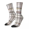 Men's Socks Neutral Checkered Pattern Classic Tan And Beige Traditional Vintage Harajuku Plaid Art Crew Crazy Sock