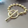 Braccialetti con ciondoli Europei e americani originali galvanici alla moda in argento 925 oro 14 carati braccialetto con perline tendenza regali di gioielli di lusso J240226