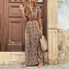 2024 designer jurk dames designer zomerjurk mode bohemien v-hals bloemen elegant strand maxi jurken voor dames gewaden vestidos dames vakantie vakantie rok