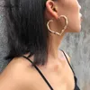 Ingesight Z Punk Geometric Love Heart Bamboo Hoop Earrings Statemen