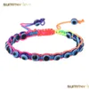 Moda con cuentas Hecho a mano Mal de ojo azul Pulsera con dijes trenzados Mticolor Lucky Couuple Cuerda Regalo de joyería para entrega de gotas Jewe Dhgarden Dhfgi