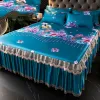 Yastık yatağı elbise setleri dantel yatak sayfası yastık kılıfları 3 parça/Kral/kraliçe için set set üst moda çiçek yatak seti