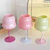 Tumblers Macaron Color Goblet Korean Ins Wind Candy Contrast Stemware Hög utseende Level Cocktail Glass Twist Pink