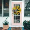 Couronne de tournesol artificielle, fleurs décoratives, pour porte d'entrée, fleur faite à la main avec nœud, fête de printemps et d'été à la maison