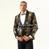 Garnitury Glitter Groom Tuxedo Złote Jacquard cekinów garnitury ślubne dla mężczyzn Fit 2 sztuki