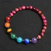 Frisado 7 Chakra Pulseira Natural Gem Stone Beads Bangle Mulheres Cristal Cura Ansiedade Jóias Mandala Yoga Meditação Pulseiras Presente YQ240226