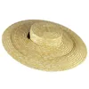 Vrouwen Raffia Brede Rand Schipperhoed 121518cm Stro Platte Zomer Met Wit Zwart Lint Stropdas Zon Strand Cap 240219