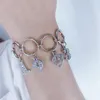 Link Armbänder Handgefertigte Ringe Luxus Strass Kristall Benutzerdefinierte Geburtsjahr Brief Anhänger Für Frauen Metallkette Knöchel Armband Schmuck