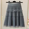 Jupes femmes Tulle Patchwork jupe bouffante Style coréen taille haute tricoté point plissé femme printemps Simple tout-Match court