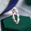 Wedding Rings Simple Trendy Rose Gold Engagement For Women White Marquise CZ Stone Full Paved Fashion Jewelry Party Gift2970