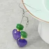 Boucles d'oreilles pendantes 12mm en forme de coeur violet Jades calcédoine goutte avec boulier perles de résine verte bricolage fabrication de bijoux conception femmes filles cadeau