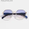 Lunettes de soleil Lunettes de soleil polygonales en métal pour femmes, monture rétro, lunettes de soleil de marque de luxe, design punk, ombre de conduite UV400 Q240226