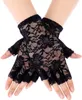 Fingerless Bridal Lace Gloves Women Short Floral Gloves for Wedding Opera Tea Party 22169